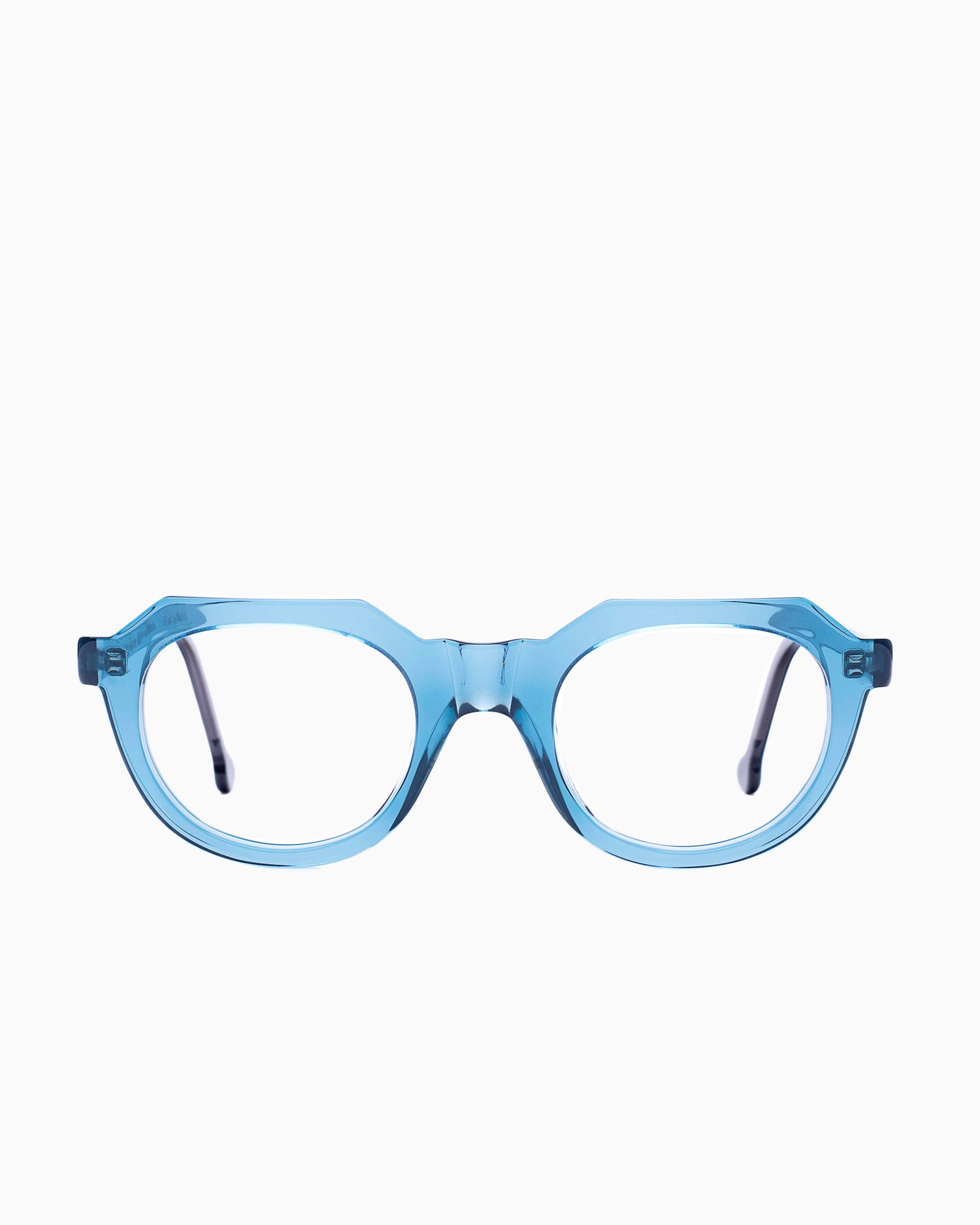 blue plastic oval eyeglasses by Marie-Sophie Dion model Boutcheri, front view, lunettes de vue ovale couleur Bleu