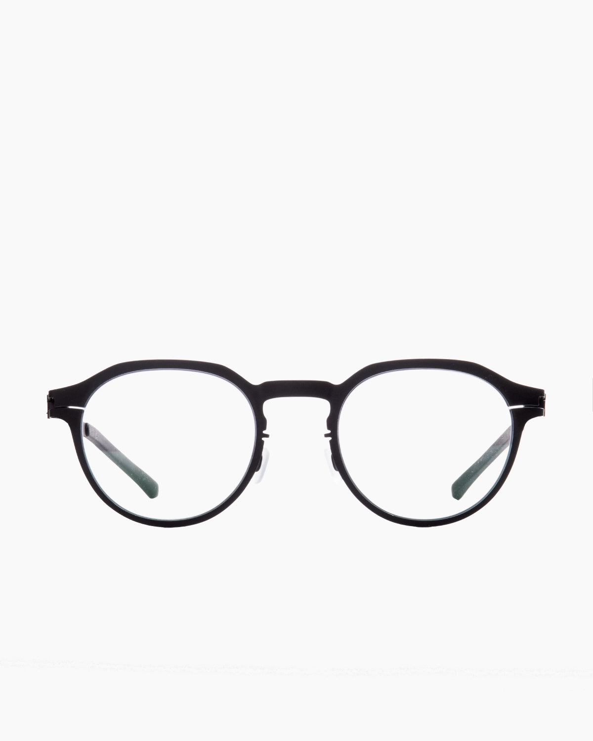 black metal oval eyeglasses by Mykita model Leon, front view, lunettes de vue ovale couleur noir