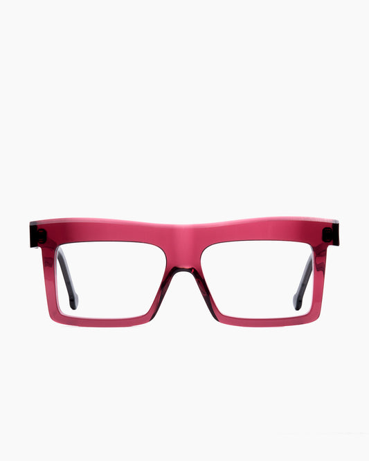 purple plastic rectangle eyeglasses by Marie-Sophie Dion model Richard, front view, lunettes de vue rectangle couleur violet