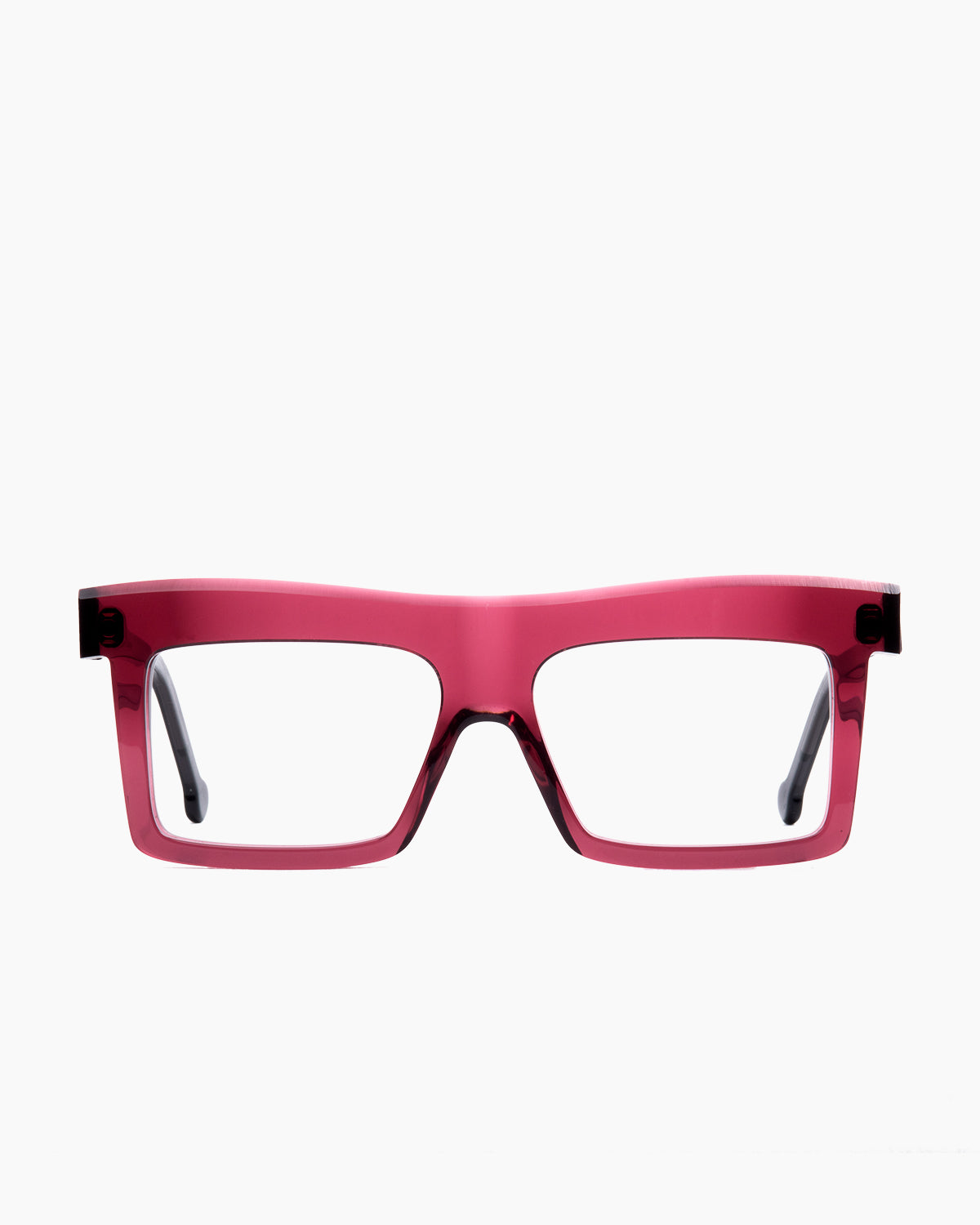 purple plastic rectangle eyeglasses by Marie-Sophie Dion model Richard, front view, lunettes de vue rectangle couleur violet