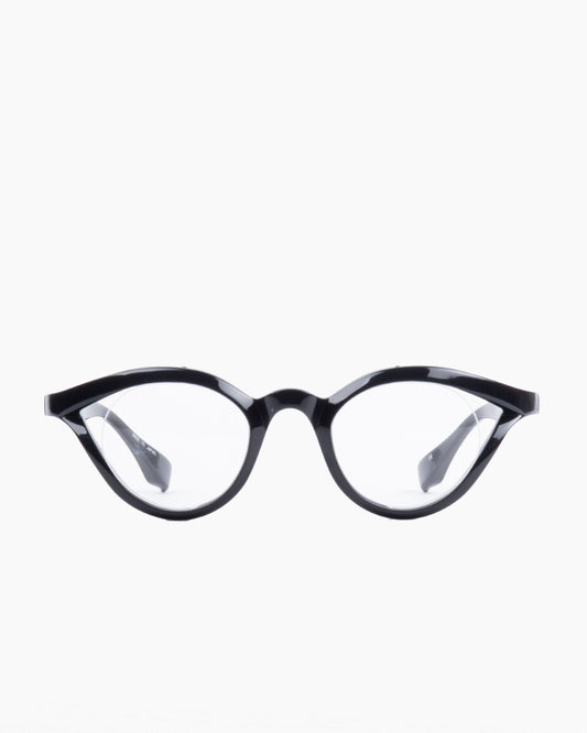 black plastic cat eyeglasses by Factory 900 model RF140, front view, lunettes de vue chat couleur Noir