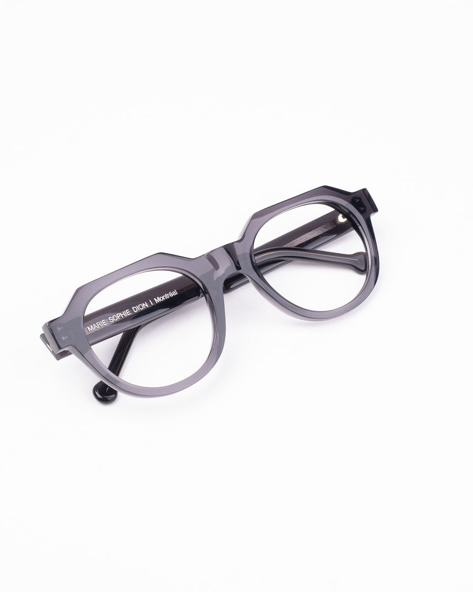 grey plastic oval eyeglasses by Marie-Sophie Dion model Boutcheri, front view, lunettes de vue ovale couleur Gris