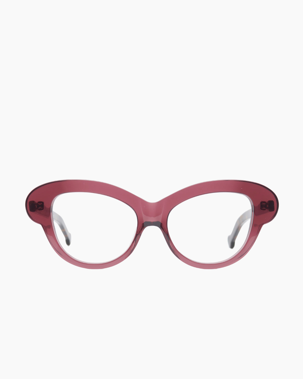 purple plastic butterfly eyeglasses by Marie-Sophie Dion model Perrier, front view, lunettes de vue papillon couleur violet