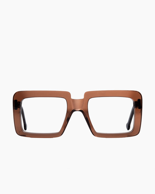 brown plastic rectangle by Marie-Sophie Dion model Anto, front view, lunettes de vue rectangle couleur brun