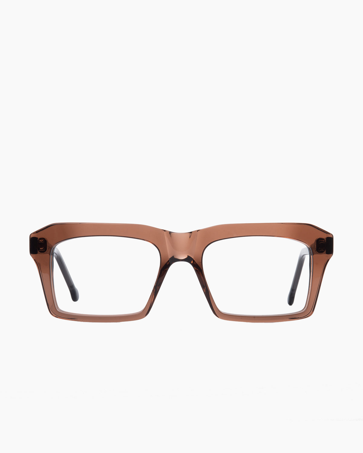 brown plastic rectangle eyeglasses by Marie-Sophie Dion model Kirk, front view, lunettes de vue rectangle couleur brun