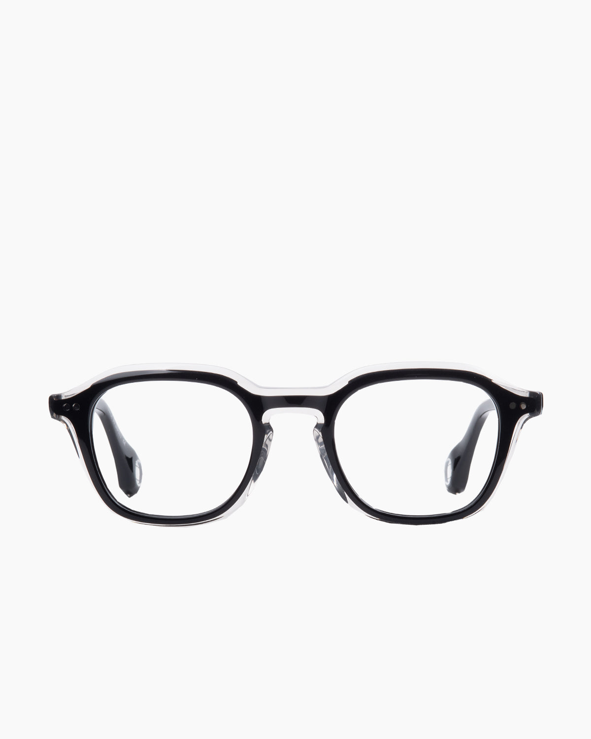black plastic rectangle eyeglasses by Blake Kuwahara model Fletcher, front view, lunettes de vue rectangle couleur Noir
