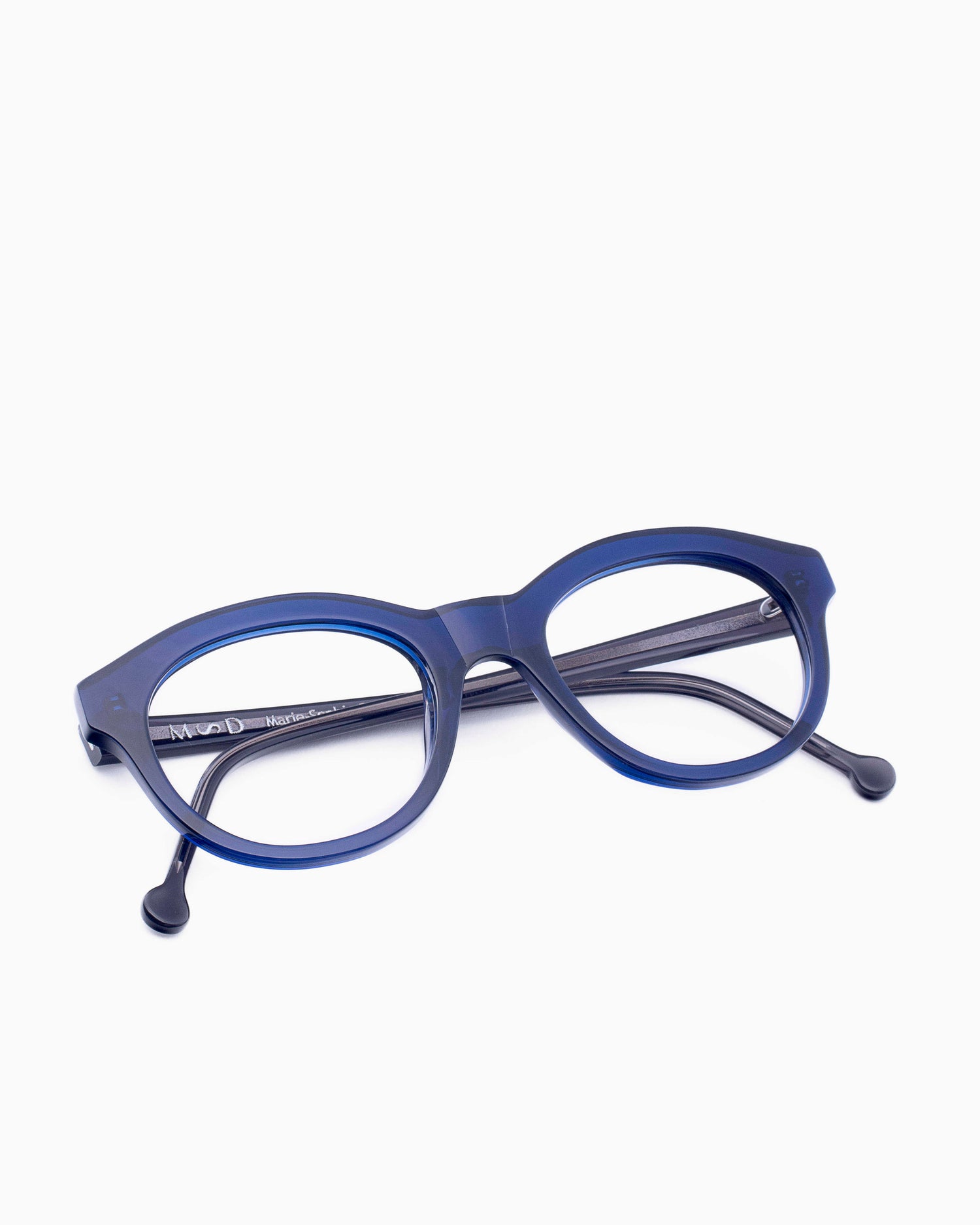 blue plastic oval eyeglasses by Marie-Sophie Dion model Claus, front view, lunettes de vue ovale couleur Bleu