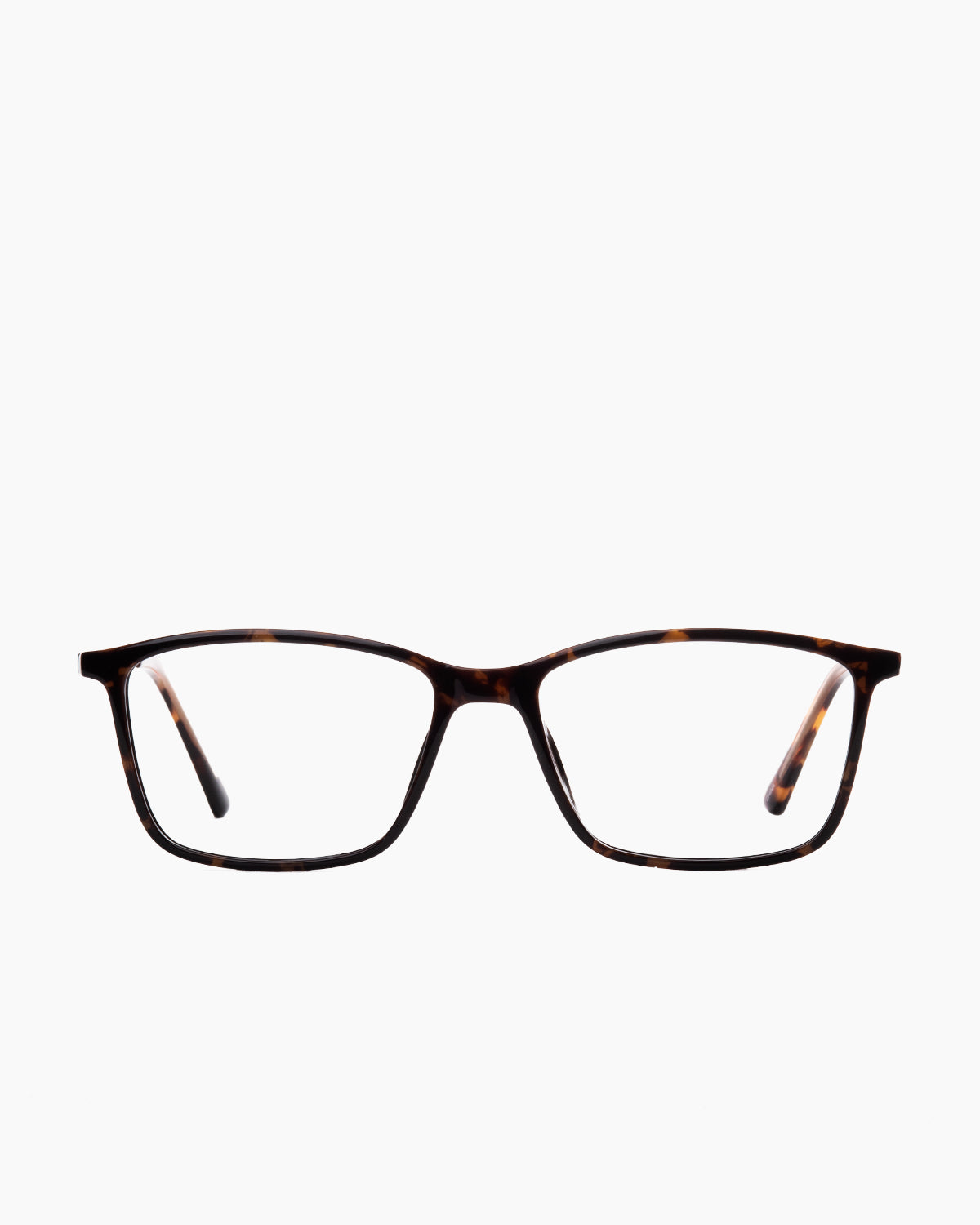 tortoise plastic rectangle eyeglasses by Evolve model El3, front view, lunettes de vue rectangle couleur écaille de tortue