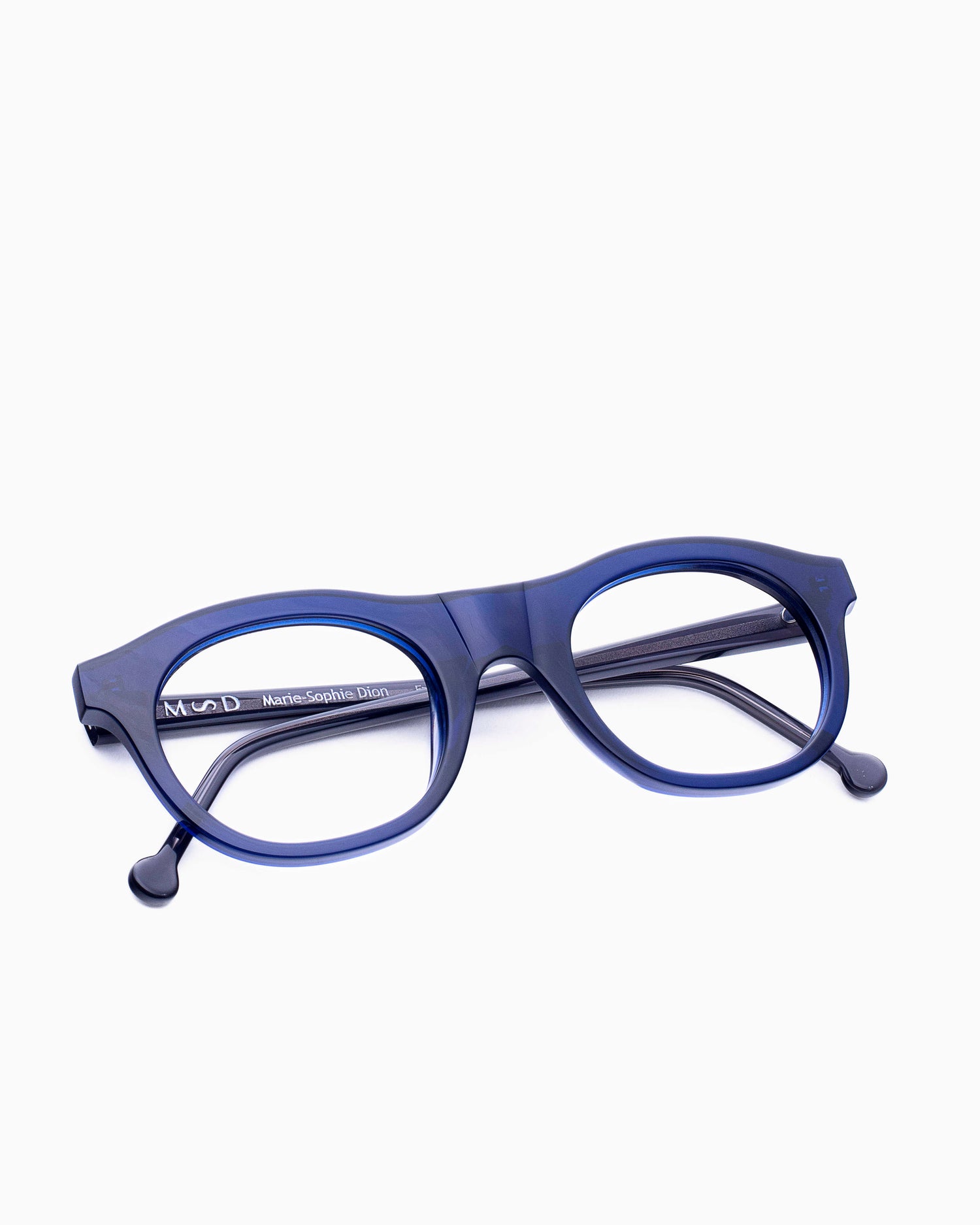 blue plastic oval eyeglasses by Marie-Sophie Dion model LEcuyer, front view, lunettes de vue ovale couleur Bleu