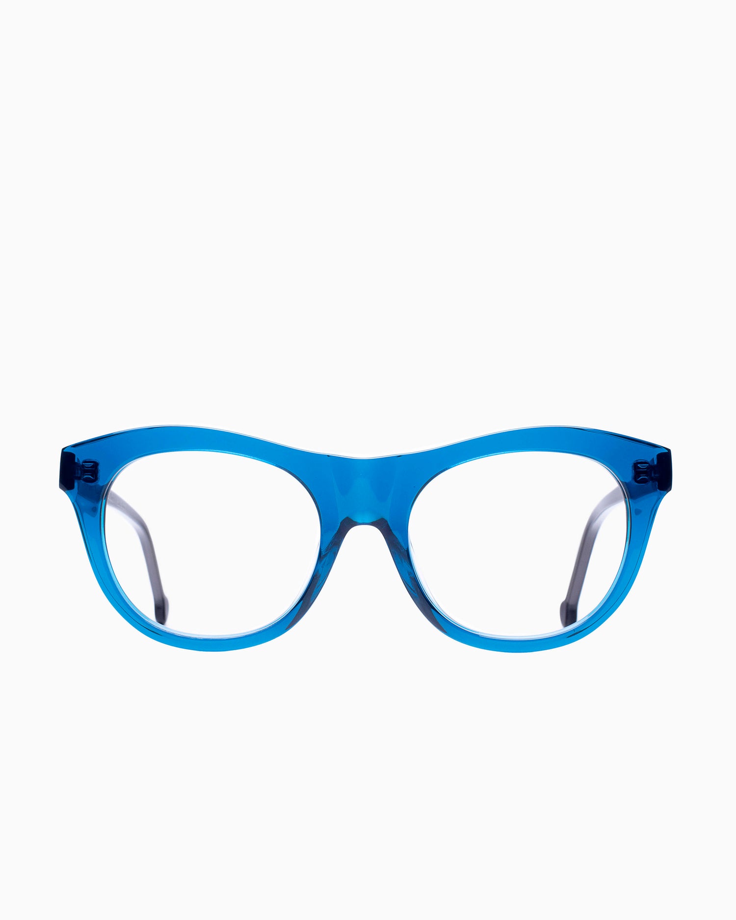 blue plastic oval eyeglasses by Marie-Sophie Dion model Millard, front view, lunettes de vue ovale couleur Bleu