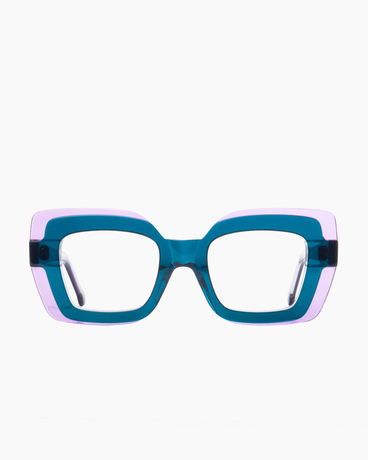 green plastic butterfly eyeglasses by Marie-Sophie Dion model Wells, front view, lunettes de vue papillon couleur vert