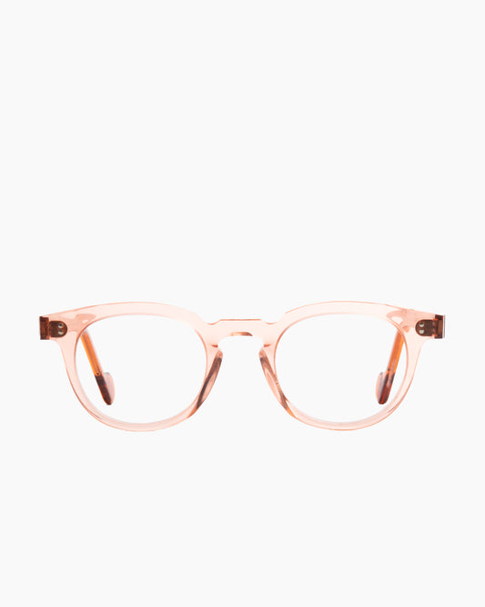 orange plastic oval eyeglasses by Anne et Valentin model Dryden, front view, lunettes de vue ovale couleur orange
