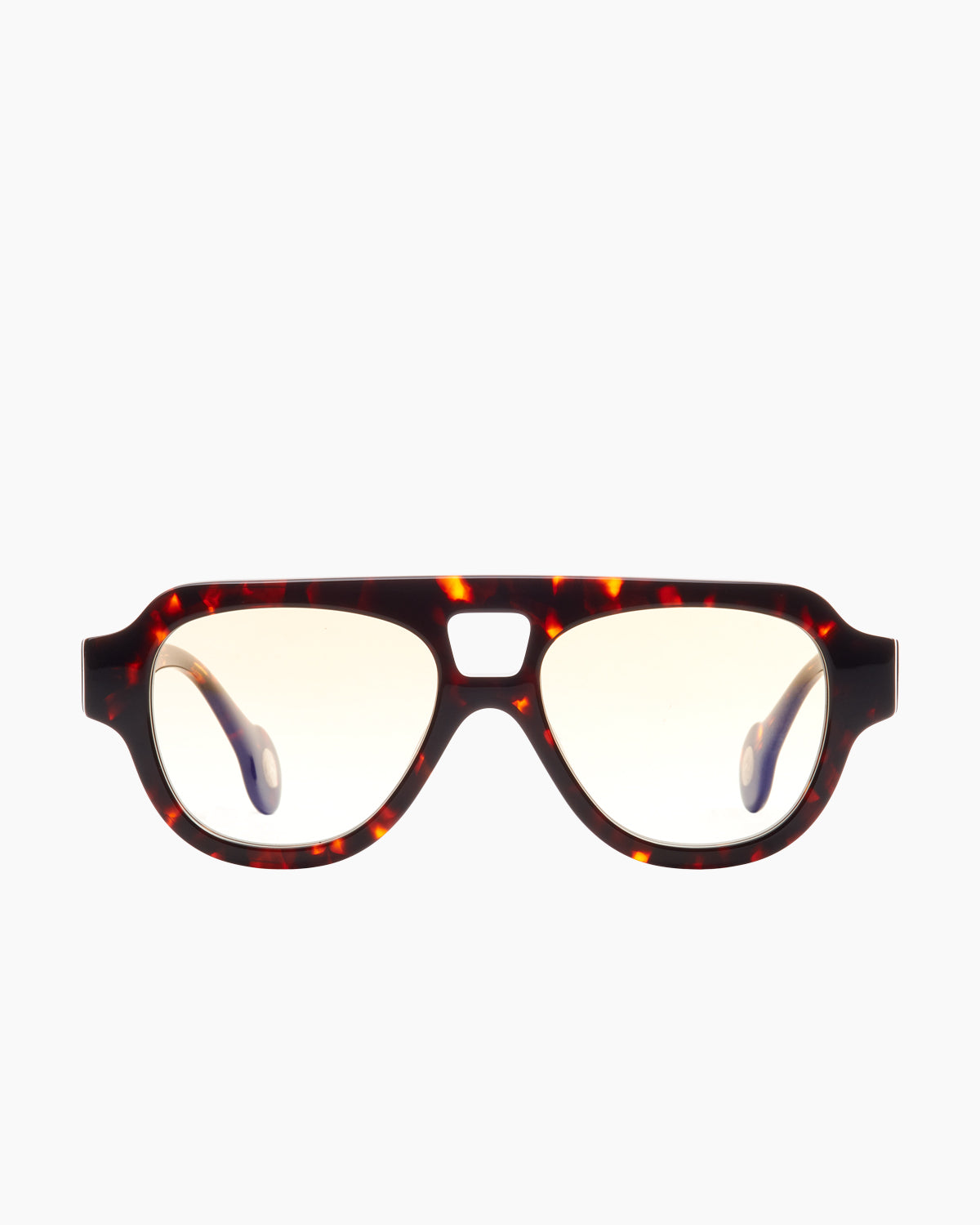 tortoise plastic aviator eyeglasses by Spectacleeyeworks model Sage, front view, lunettes de vue aviateur couleur écaille de tortue