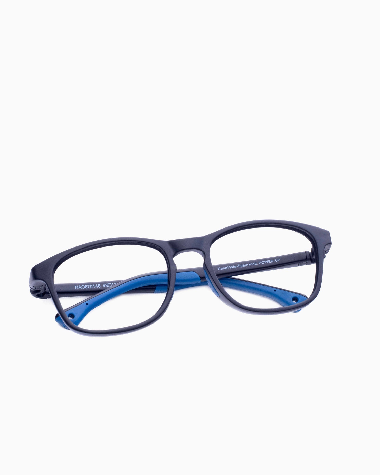 black plastic rectangle eyeglasses by Nanovista Kids model POWERUP, front view, lunettes de vue rectangle couleur Noir