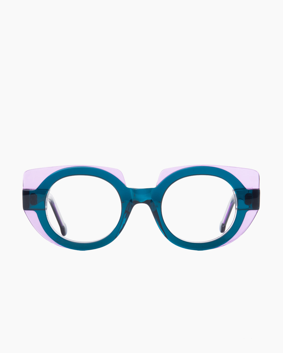 green plastic round eyeglasses by Marie-Sophie Dion model Lewis, front view, lunettes de vue rond couleur vert