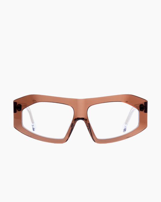 brown plastic rectangle eyeglasses by Marie-Sophie Dion model Marcos, front view, lunettes de vue rectangle couleur Brun
