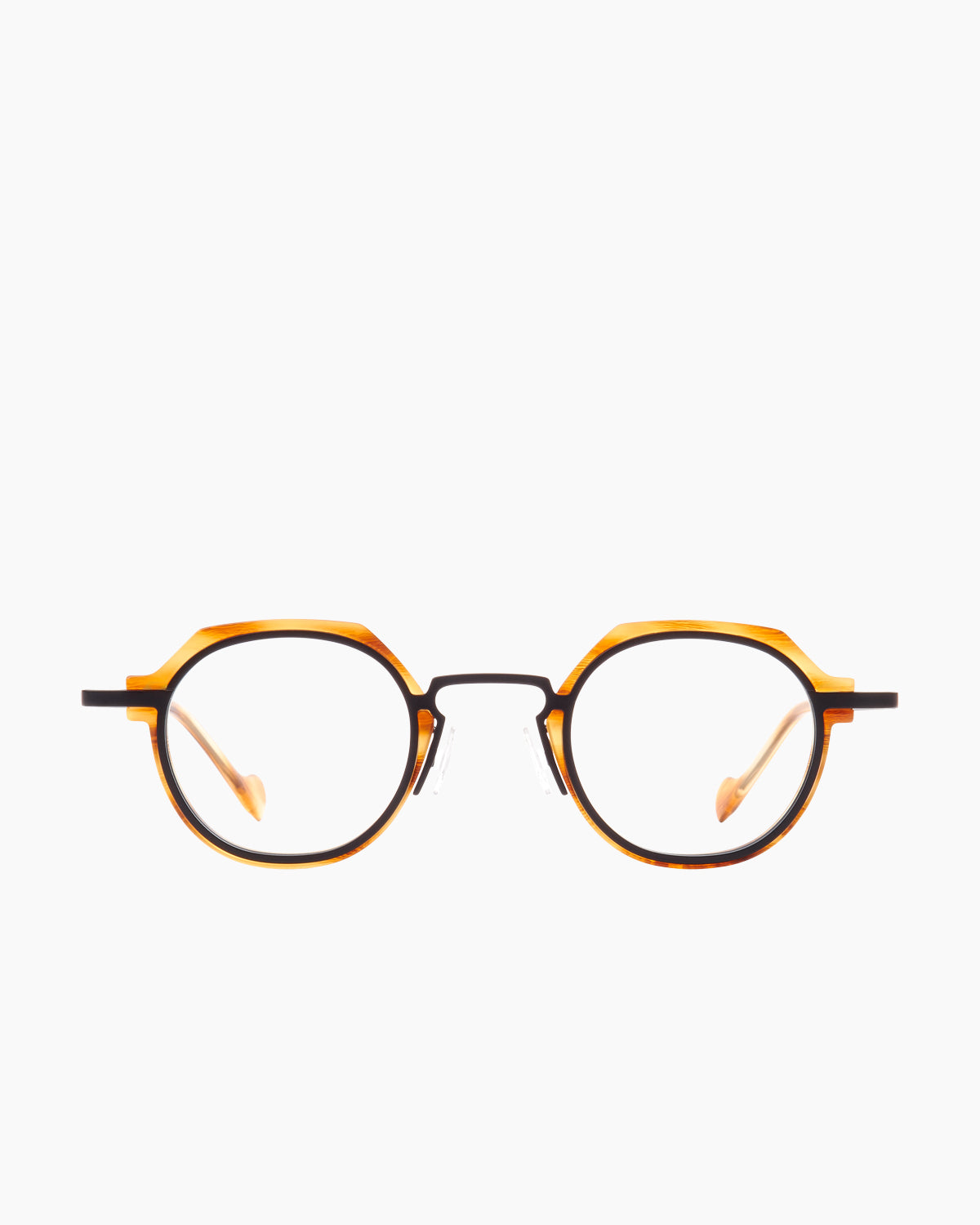 tortoise metal oval eyeglasses by Anne et Valentin model M13, front view, lunettes de vue ovale couleur écaille de tortue