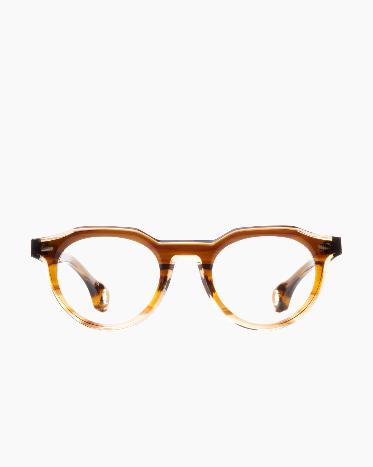 brown plastic oval eyeglasses by Blake Kuwahara model Perkins, front view, lunettes de vue ovale couleur brun