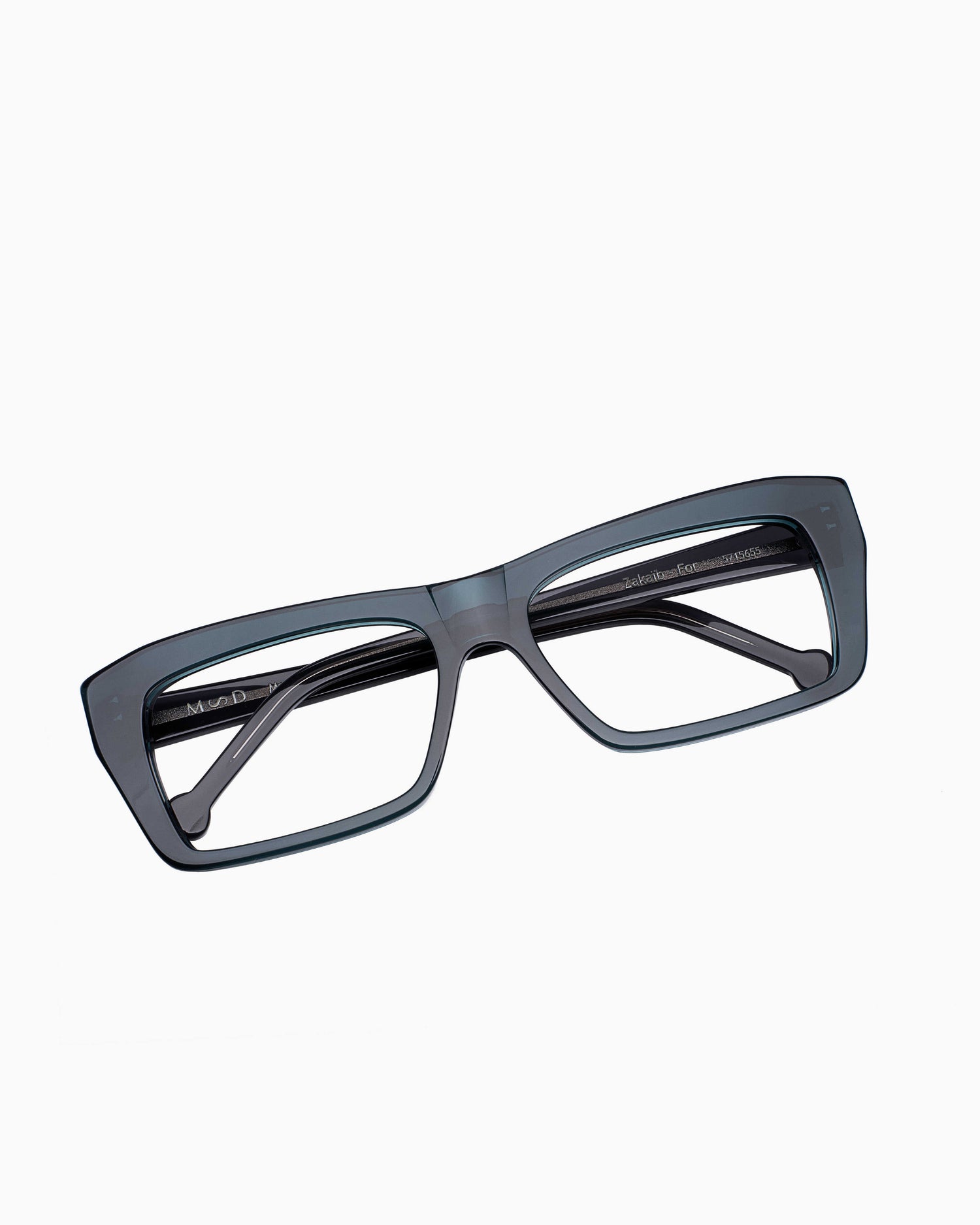 green plastic rectangle eyeglasses by Marie-Sophie Dion model Zakaib, front view, lunettes de vue rectangle couleur Vert
