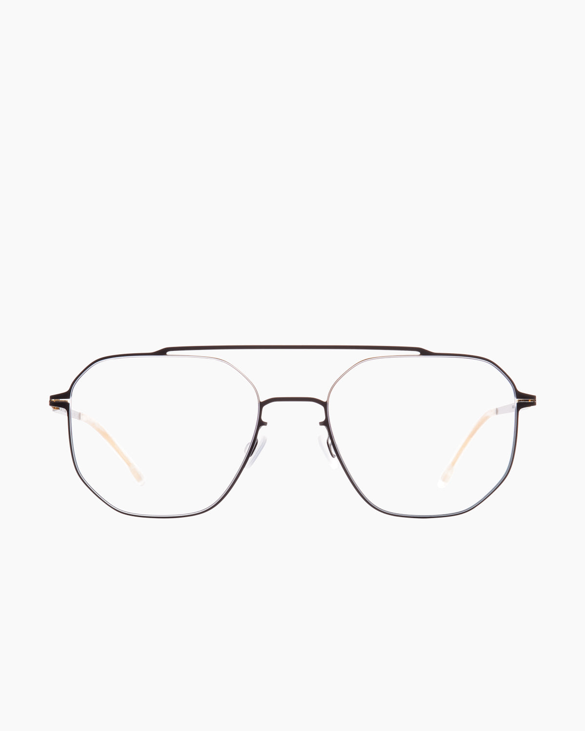 black metal aviator eyeglasses by Mykita model Arvo, front view, lunettes de vue aviateur couleur noir