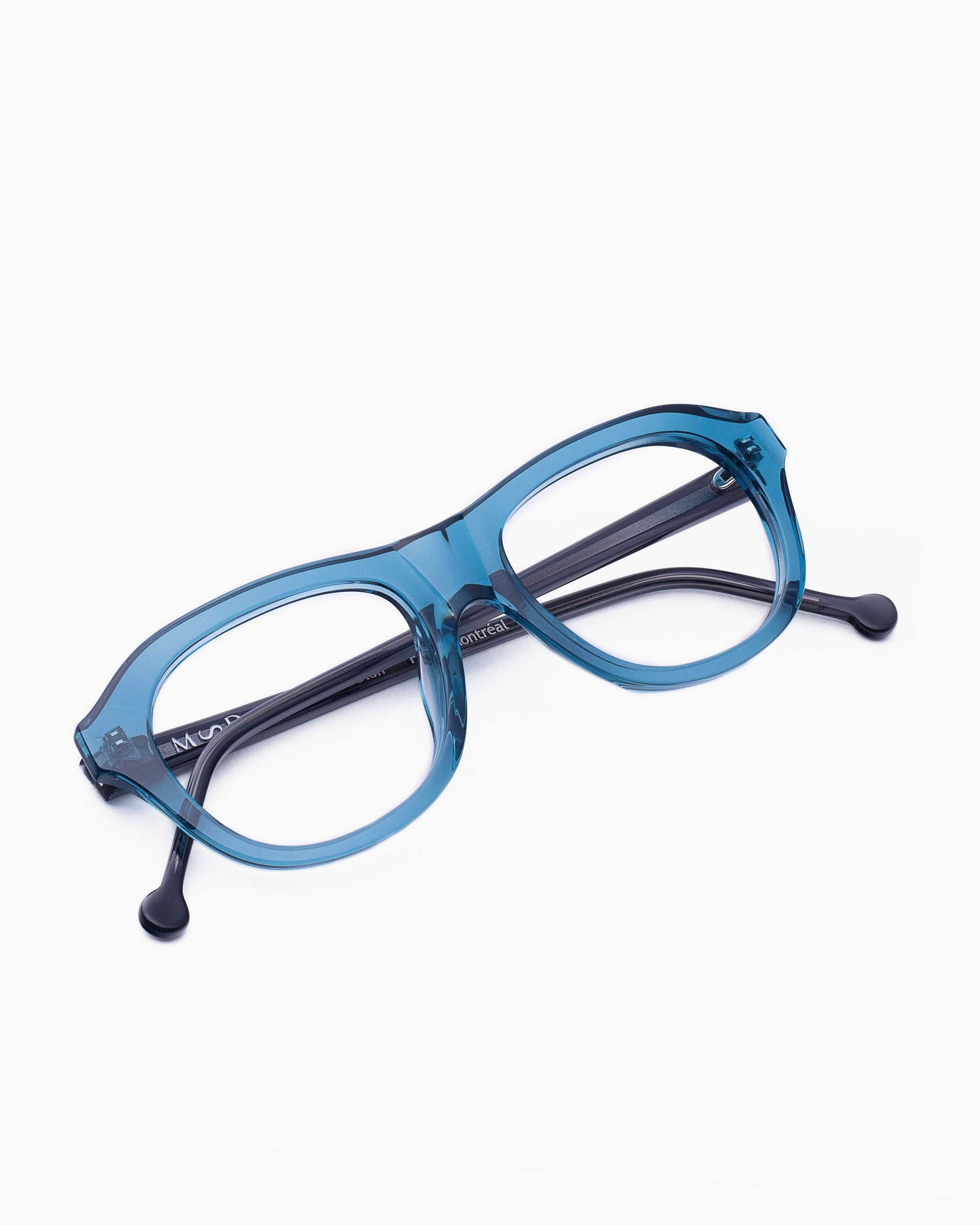 blue plastic aviator eyeglasses by Marie-Sophie Dion model Alain, front view, lunettes de vue aviateur couleur Bleu