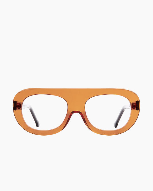 orange plastic aviator eyeglasses by Marie-Sophie Dion model Brunelle, front view, lunettes de vue aviateur couleur orange