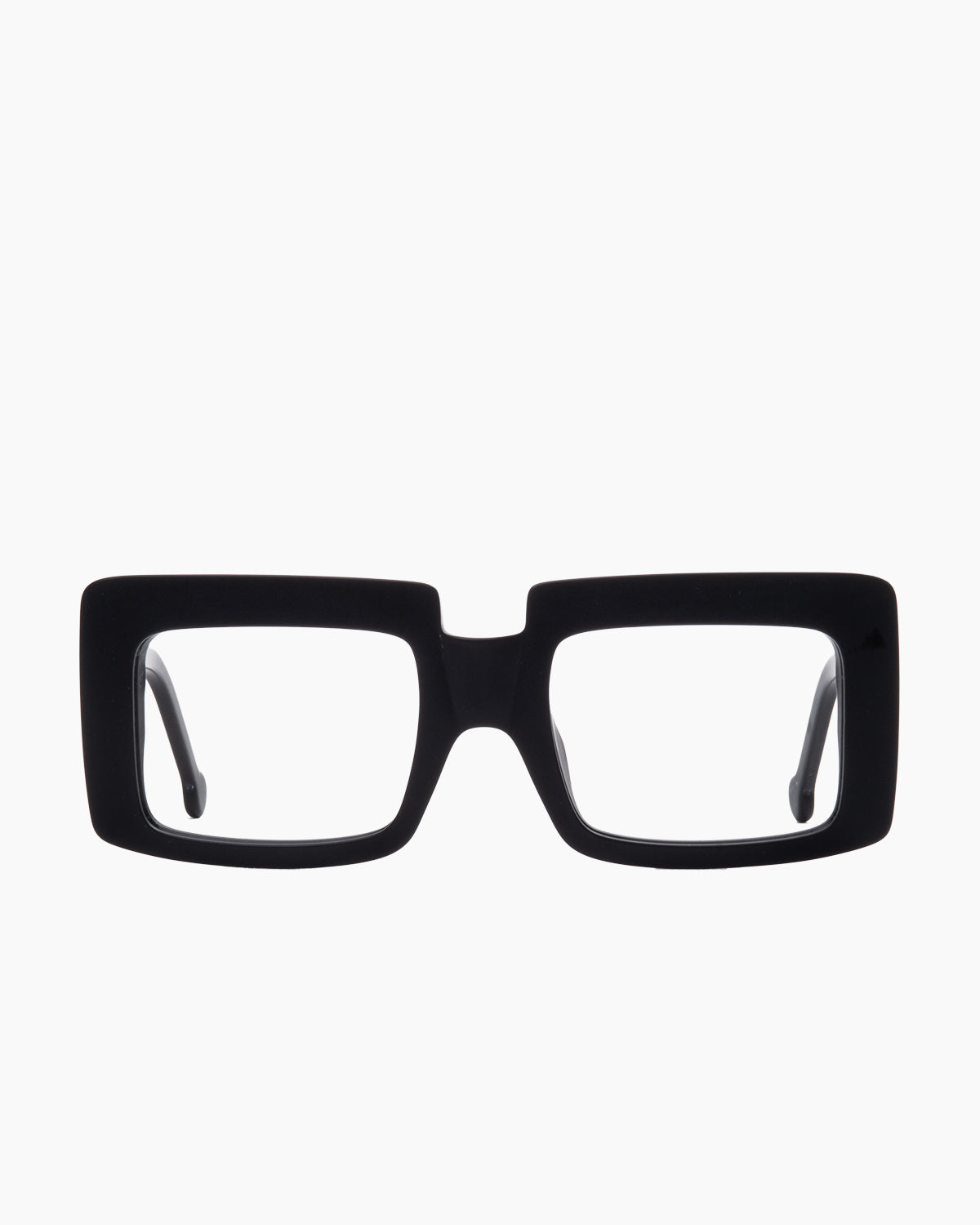 black plastic rectangle eyeglasses by Marie-Sophie Dion model SaintPierre, front view, lunettes de vue rectangle couleur noir