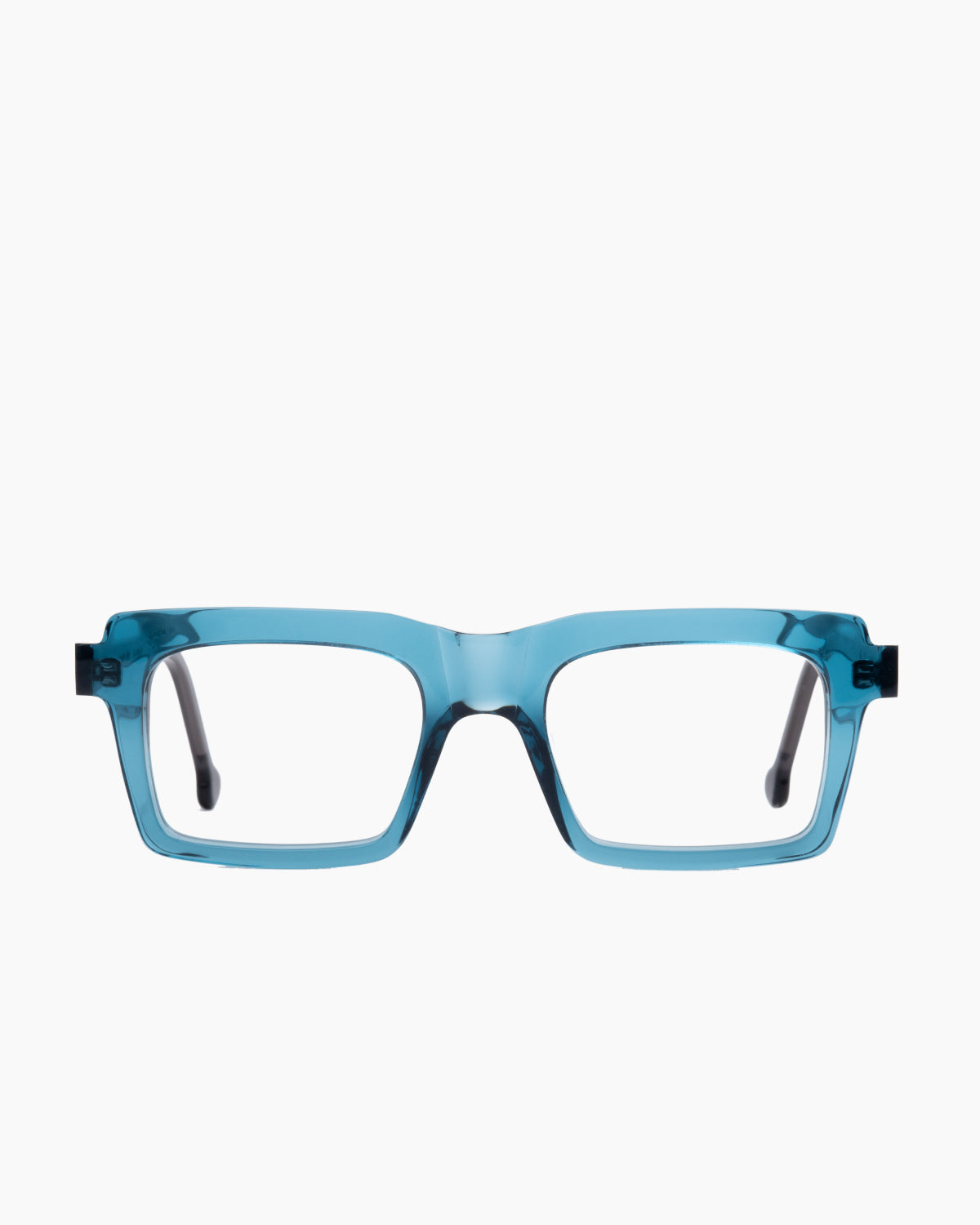 blue plastic rectangle eyeglasses by Marie-Sophie Dion model Jofa, front view, lunettes de vue rectangle couleur Bleu