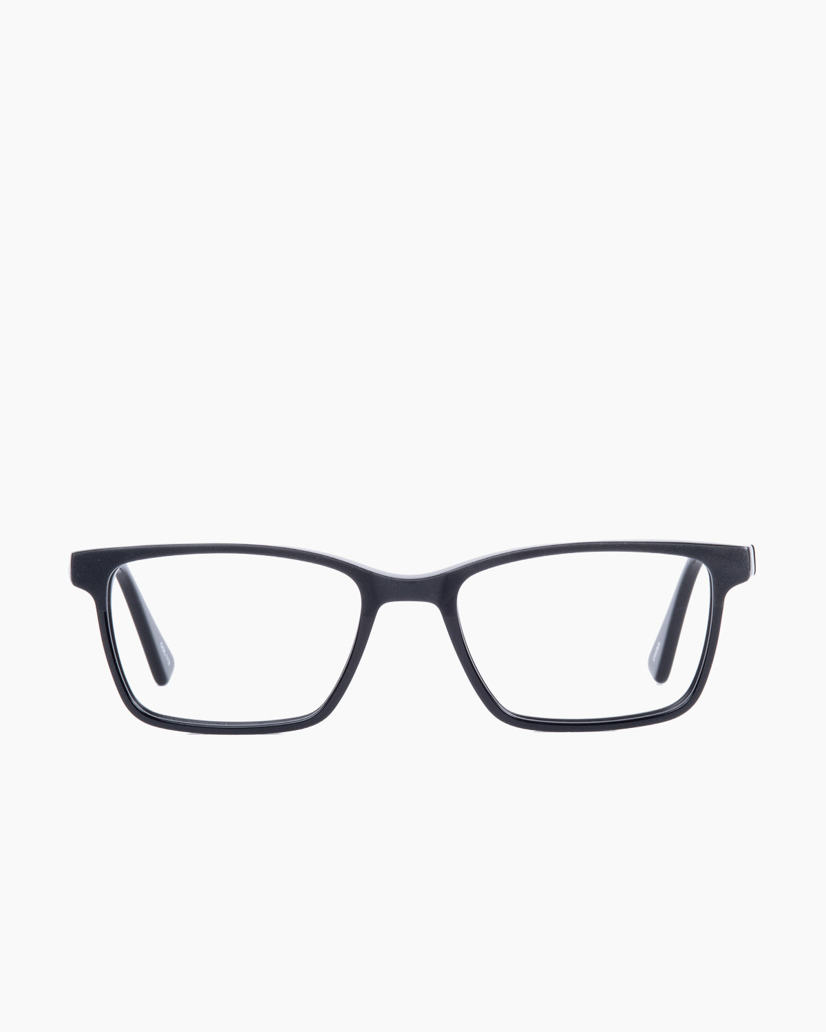 black plastic rectangle eyeglasses by Evolve model Garfield, front view, lunettes de vue rectangle couleur Noir