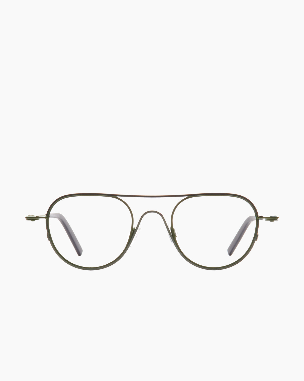 green metal round eyeglasses by Theo model Isotherm, front view, lunettes de vue rond couleur vert