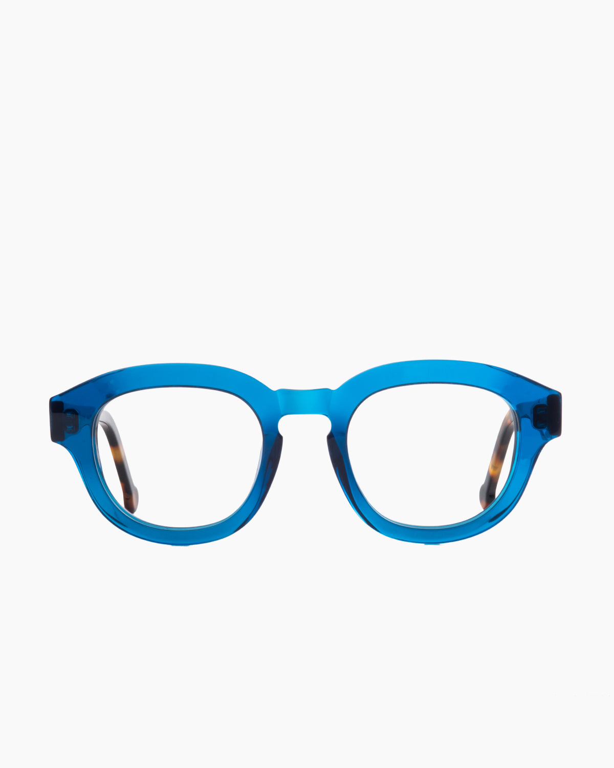 blue plastic oval eyeglasses by Marie-Sophie Dion model ScottiSun, front view, lunettes de vue ovale couleur bleu