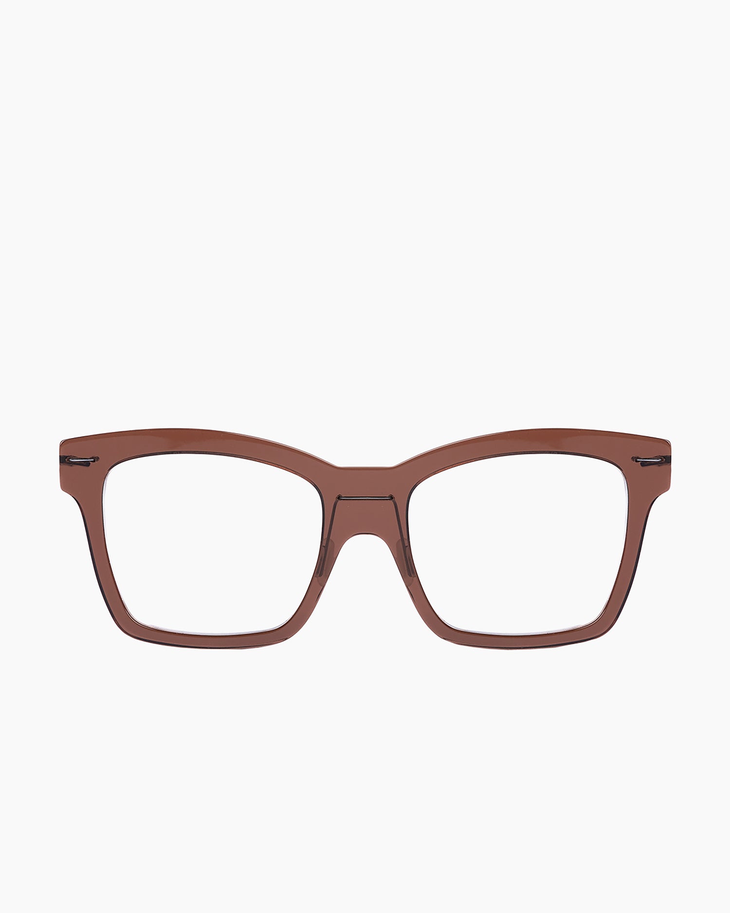 brown plastic rectangle eyeglasses by Monogram Marie-Sophie Dion model Wellesley, front view, lunettes de vue rectangle couleur Brun