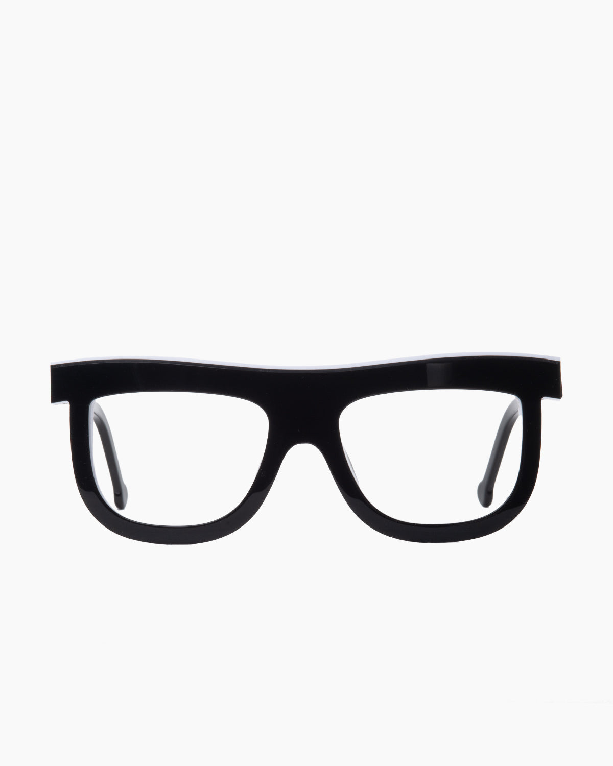 black plastic aviator eyeglasses by Marie-Sophie Dion model Bessette, front view, lunettes de vue aviateur couleur noir
