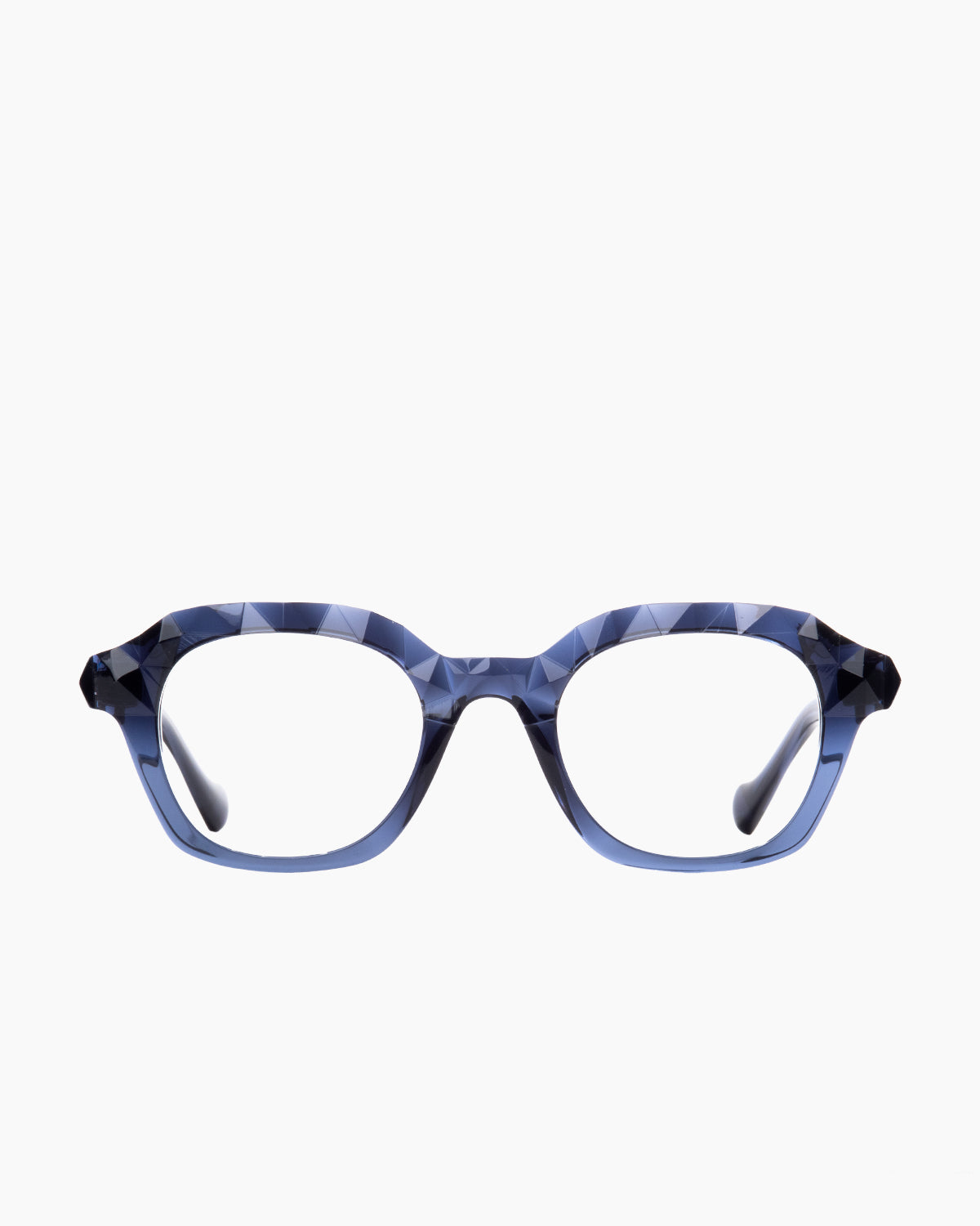 blue plastic rectangle eyeglasses by Yohji Yamamoto model Look022, front view, lunettes de vue rectangle couleur bleu