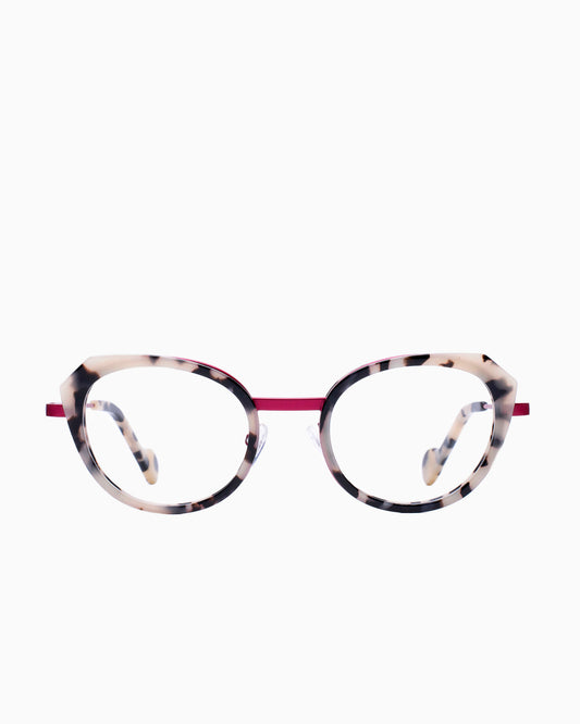 tortoise metal cat eyeglasses by Nao Ned model ArValueg, front view, lunettes de vue chat couleur écaille de tortue