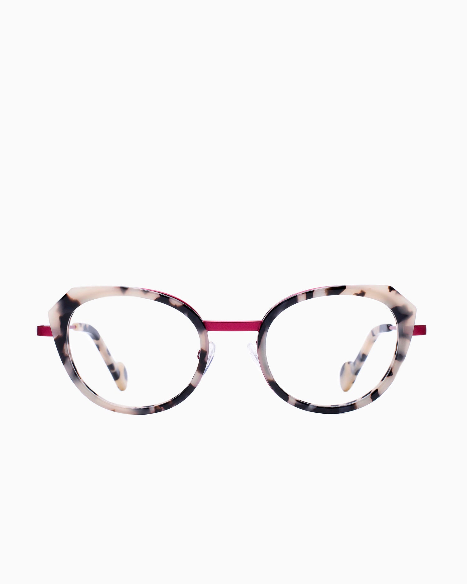 tortoise metal cat eyeglasses by Nao Ned model ArValueg, front view, lunettes de vue chat couleur écaille de tortue
