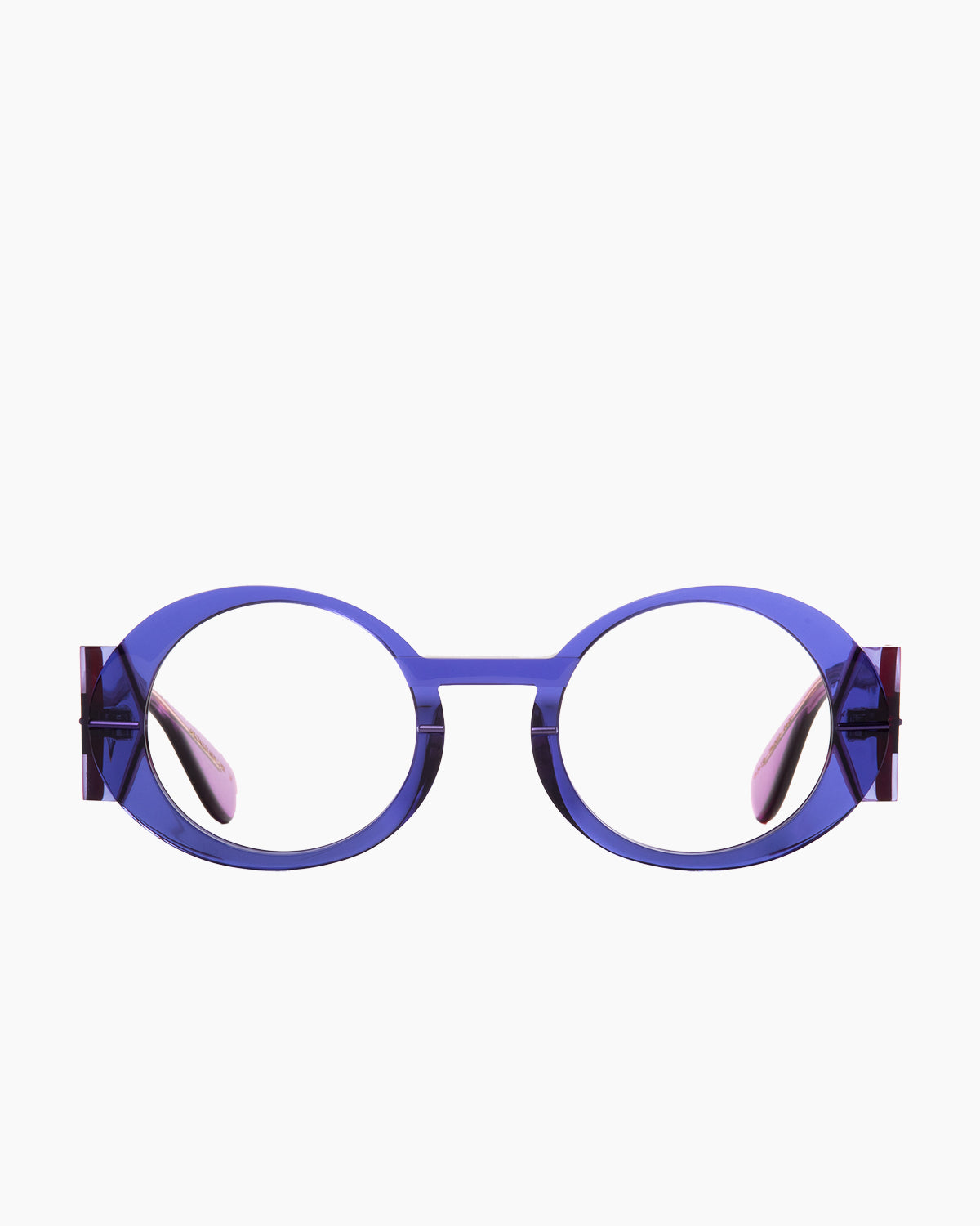 purple plastic oval eyeglasses by Gamine model Trastevere, front view, lunettes de vue ovale couleur violet