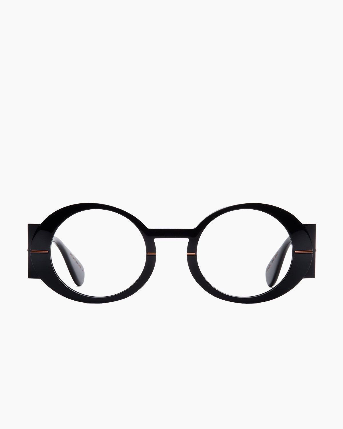 black plastic oval eyeglasses by Gamine model Trastevere, front view, lunettes de vue ovale couleur noir