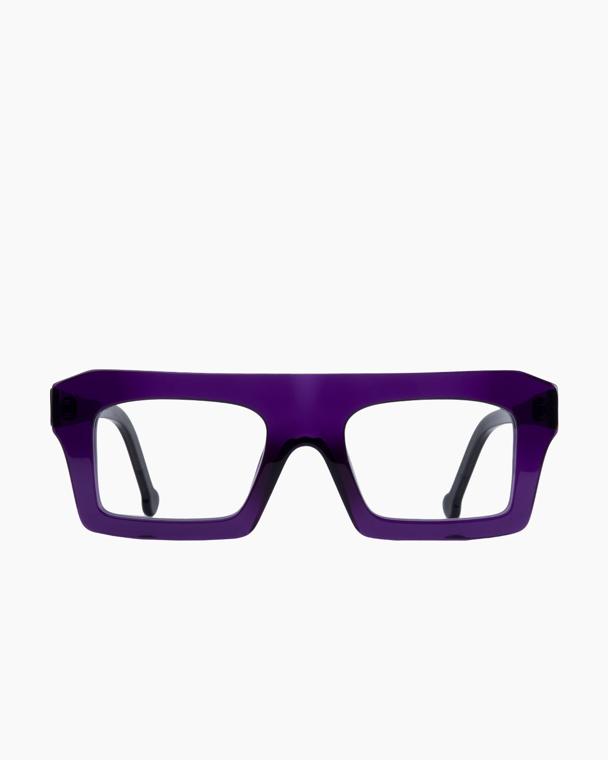 purple plastic rectangle eyeglasses by Marie-Sophie Dion model Boutros, front view, lunettes de vue rectangle couleur violet