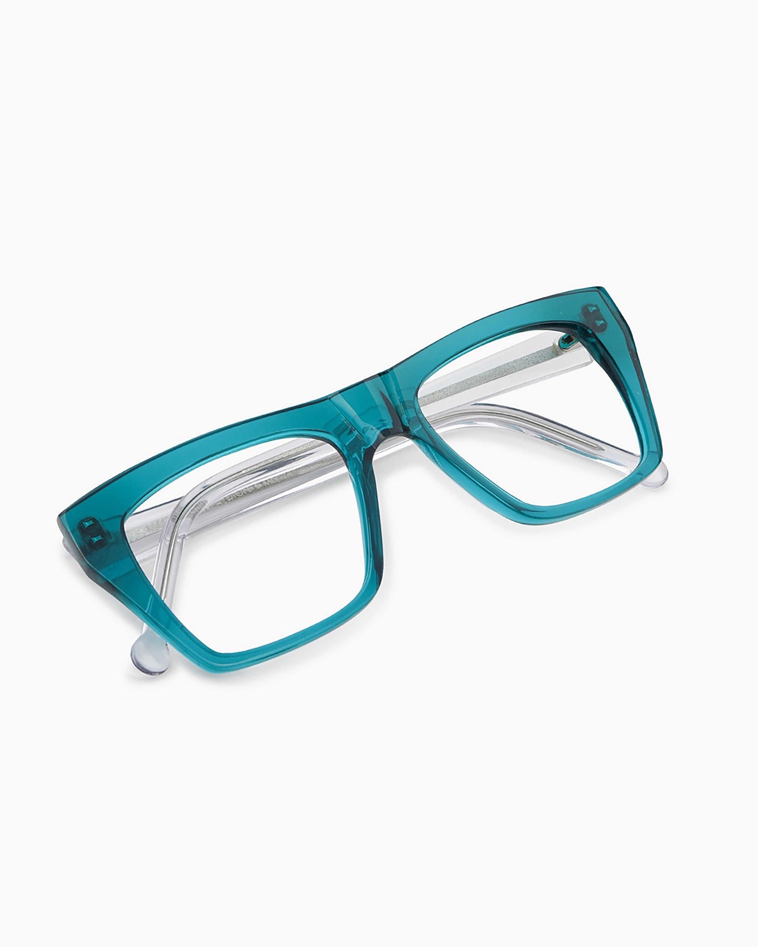 green plastic rectangle eyeglasses by Marie-Sophie Dion model Comtois, front view, lunettes de vue rectangle couleur Vert