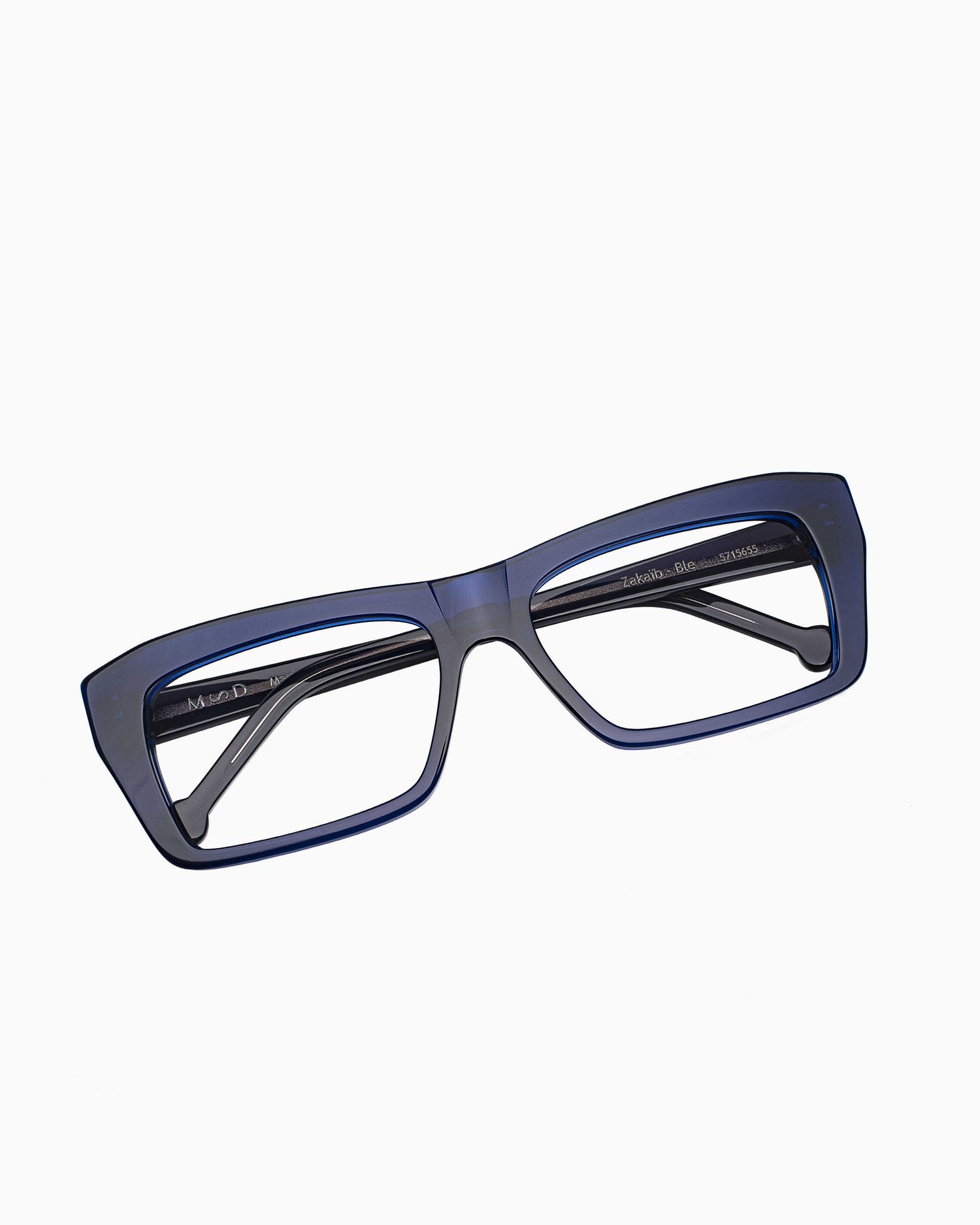 blue plastic rectangle eyeglasses by Marie-Sophie Dion model Zakaib, front view, lunettes de vue rectangle couleur Bleu