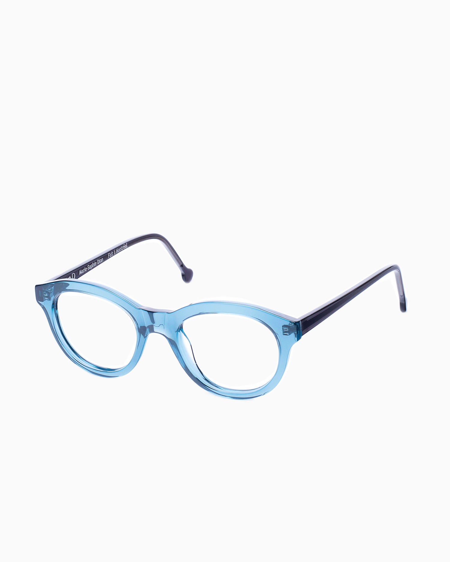 blue plastic oval eyeglasses by Marie-Sophie Dion model Claus, front view, lunettes de vue ovale couleur Bleu