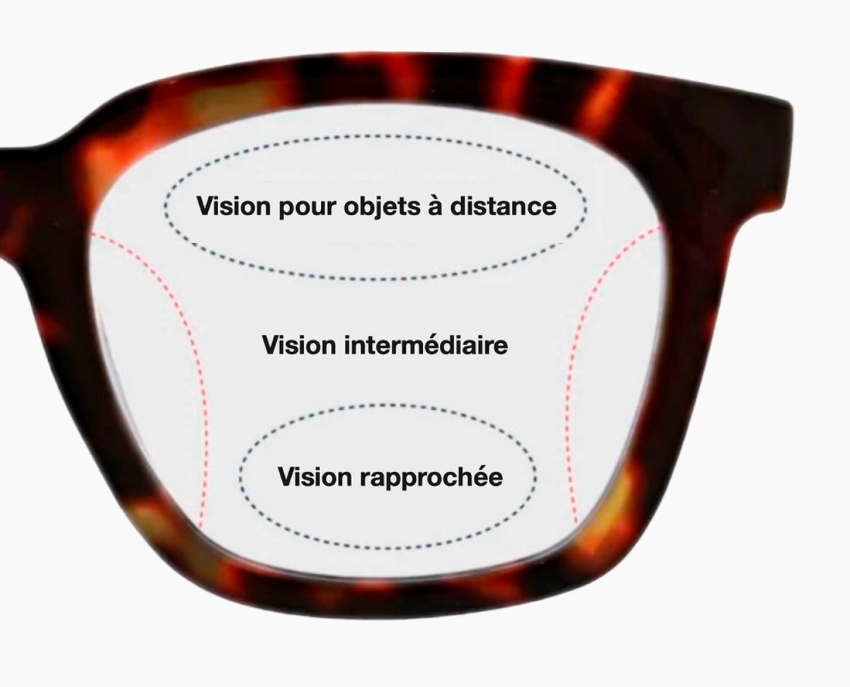 Coupe transversale d'un verre progressif Hoya montrant la variation progressive de la puissance optique